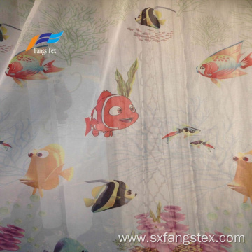 Polyester Sheer Printed Childre's Window Curtain Fabric